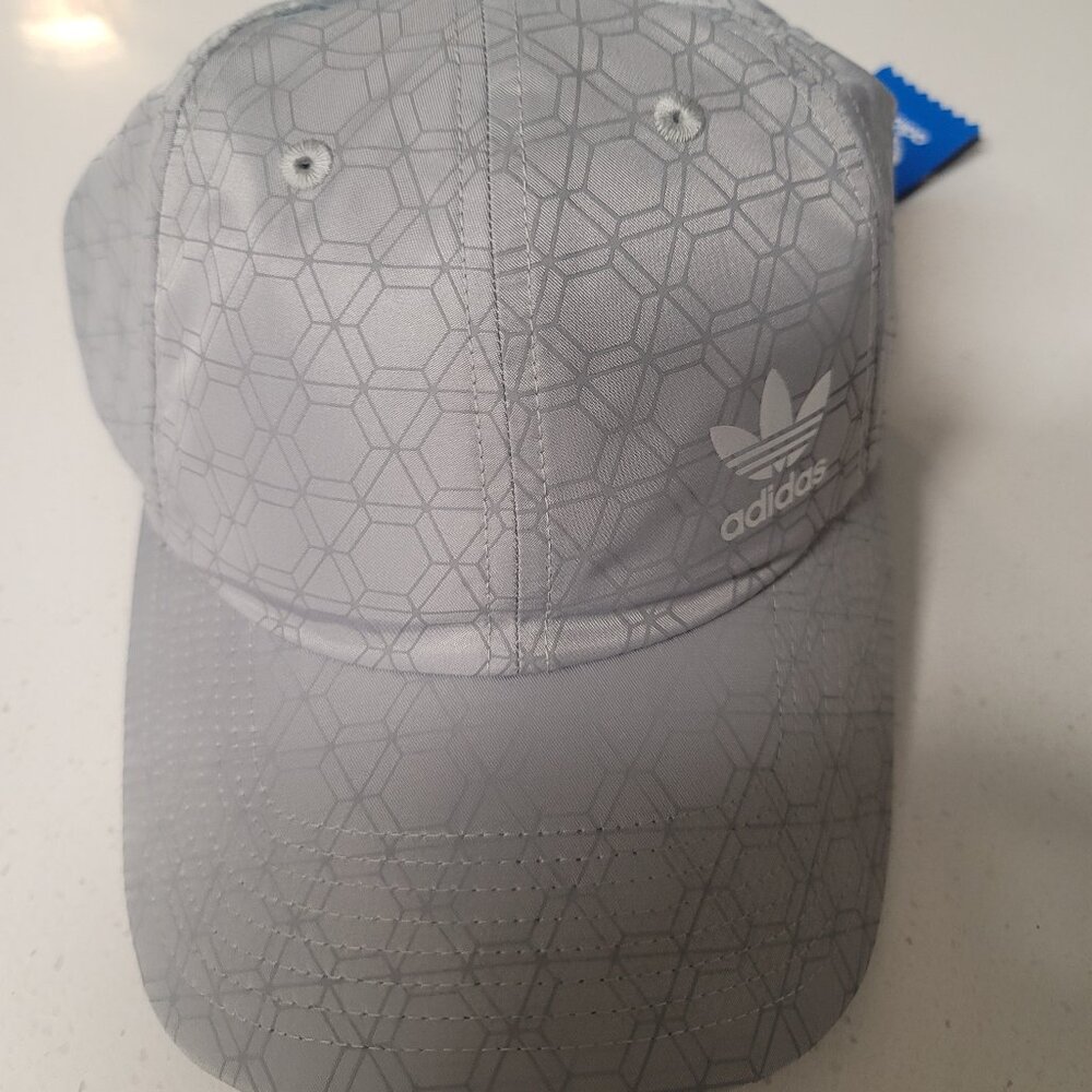 Adidas Running Hat Nomad Gray Adjustable Geometric Design Polyester New